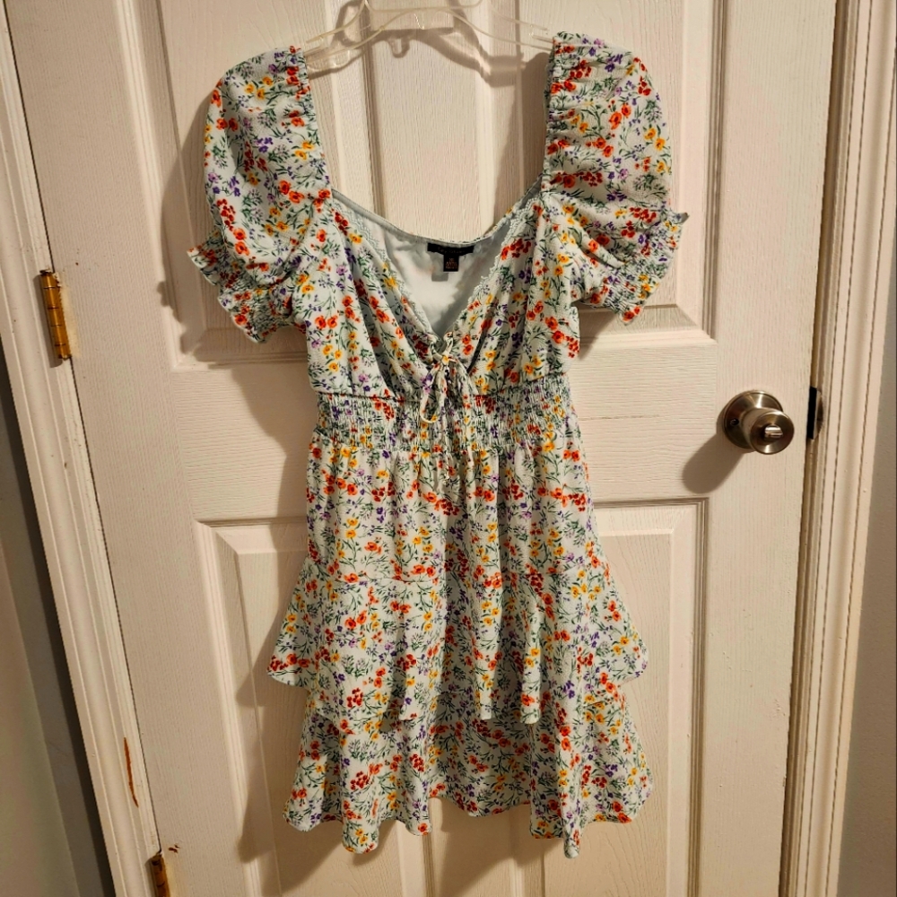 Floral Ruffle Dress with Puff Sleeves